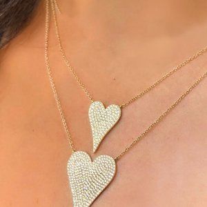 Yellow gold and diamond necklace 14k -
